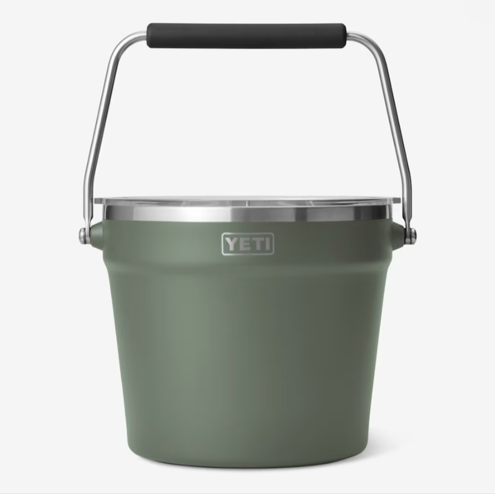 Yeti Rambler Beverage Bucket with lid Camp Green Yeti ice bucket beverage cooler